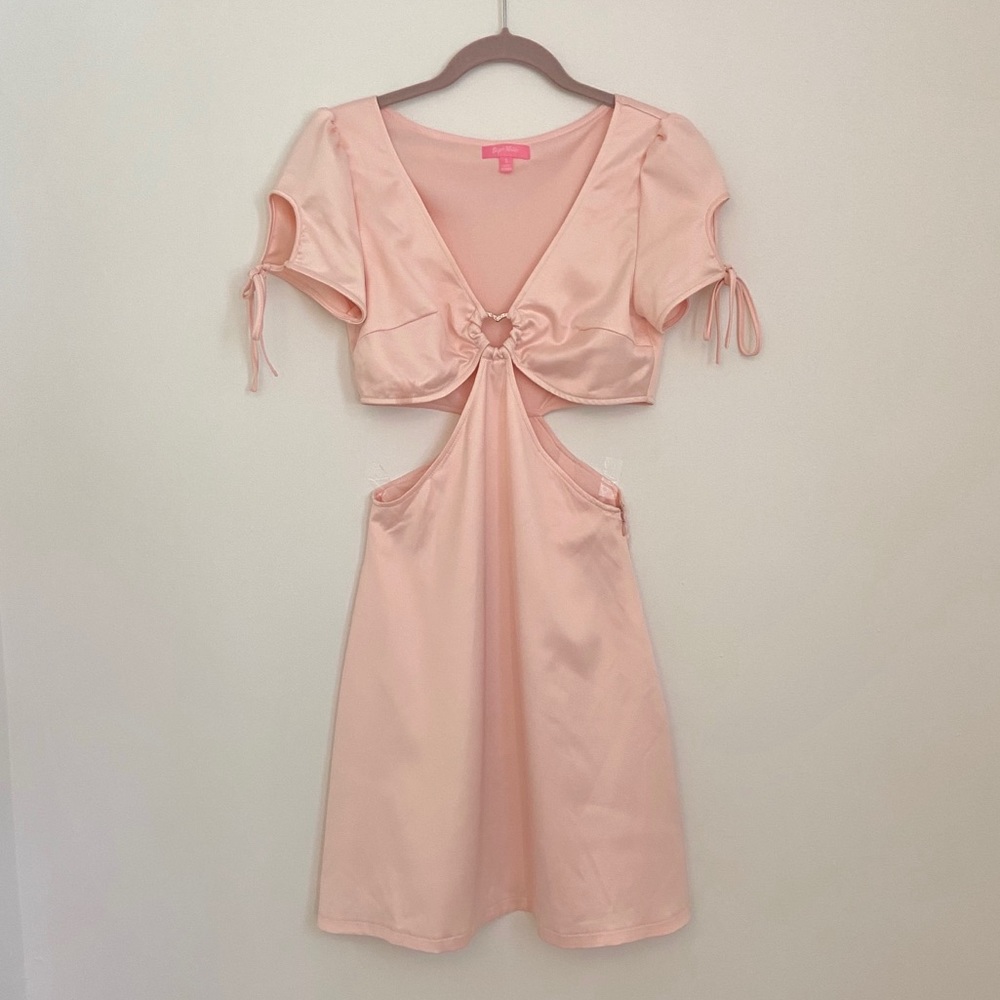 Dollskill Pink Satin Cut Out Party Dress
